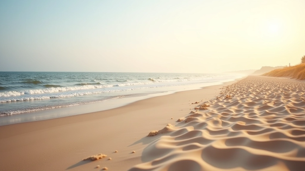 Widok na morze Bałtyckie z piaszczystą plażą i falami